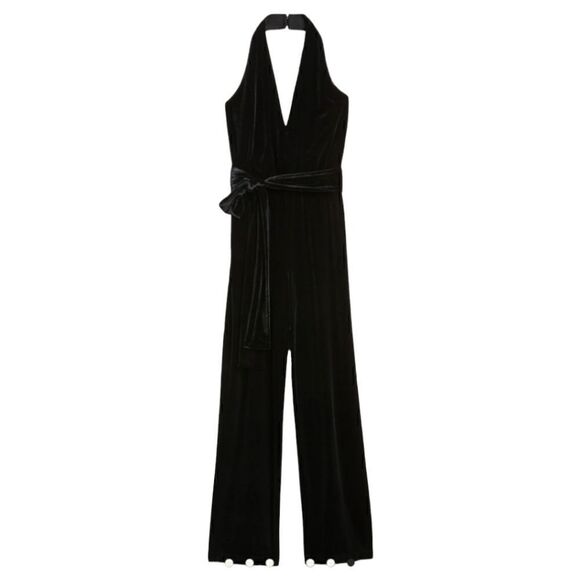 BANANA REPUBLIC Black Velvet Jumpsuit - Size 16‎